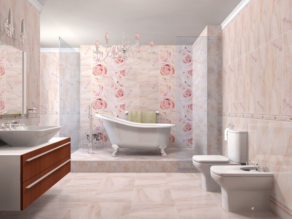 Стандартная ванная комната дизайн плитки сочетание