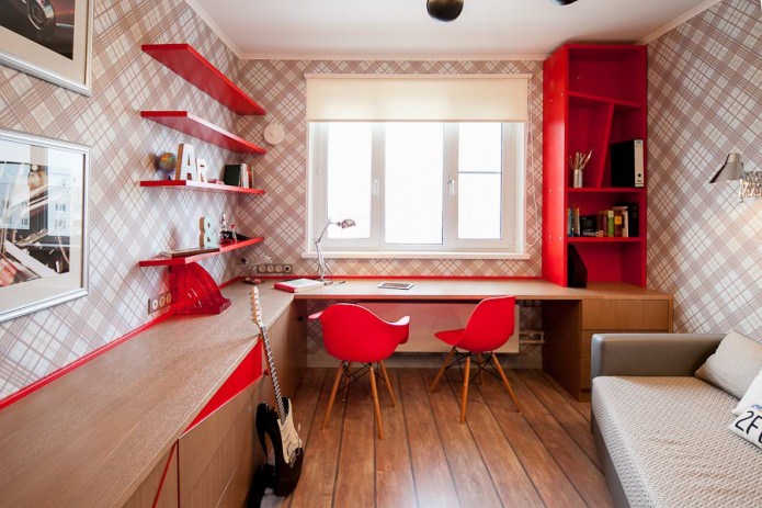 Красная мебель в детской комнате